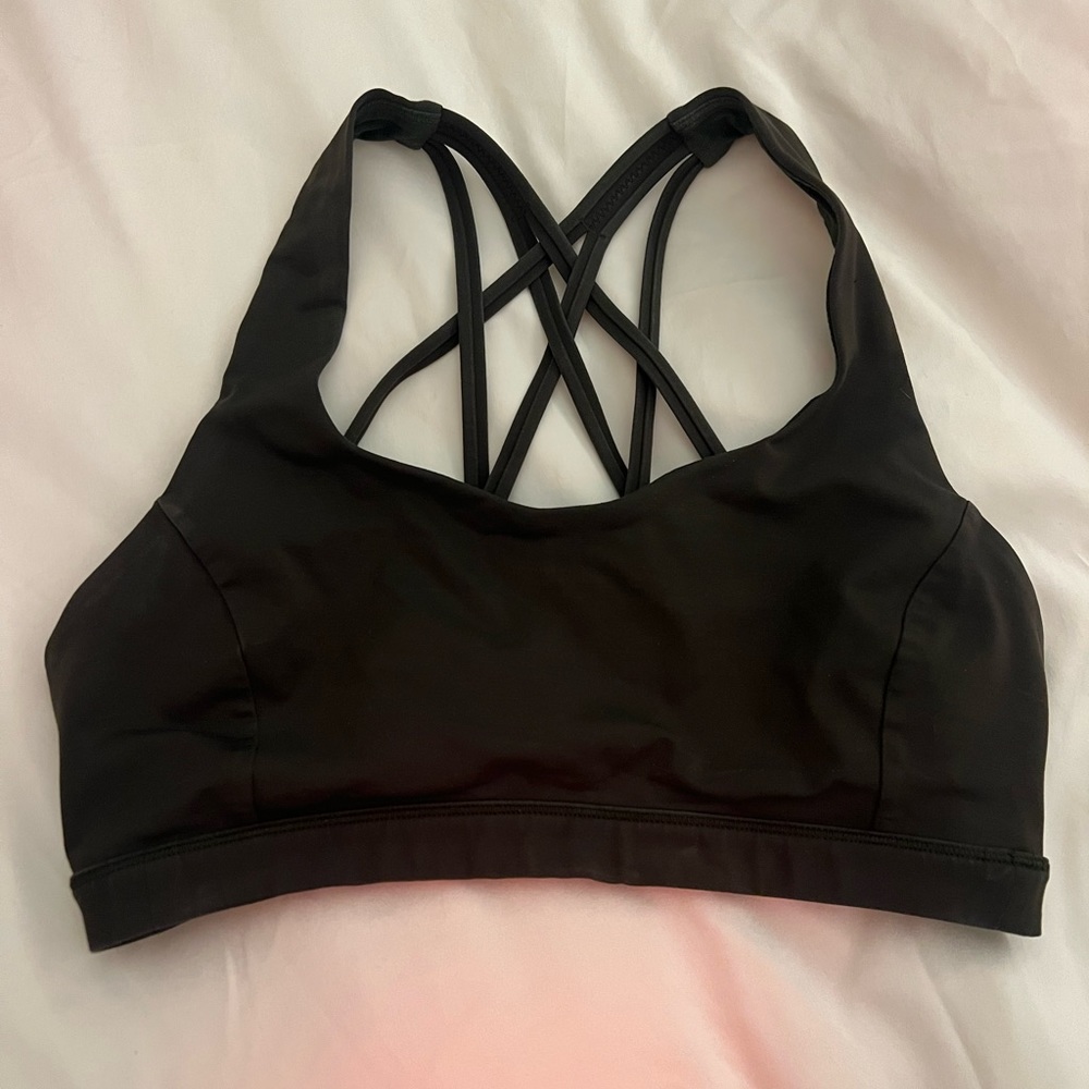 lululemon athletica FREE TO BE spots bra in army green